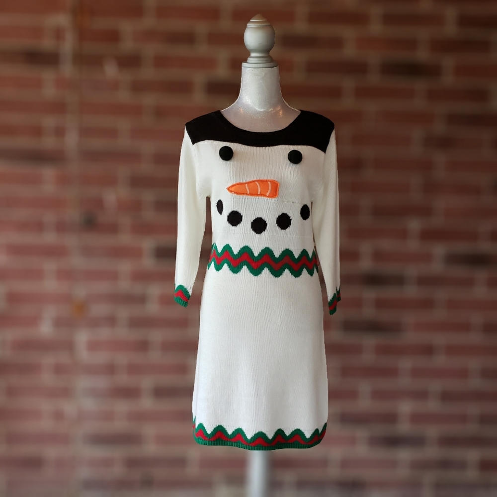 Eyeshadow Snowman Christmas Sweater Dress Size M